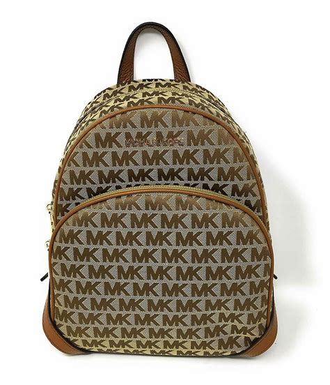 Michael Kors Abbey Medium Beige/Ebony Signature Backpack 